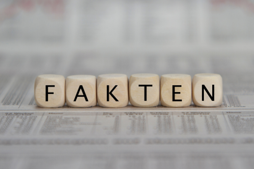 Würfel, die in Einzelbuchstaben das Wort "Fakten" zeigen