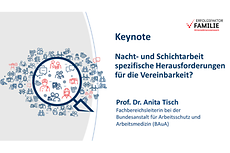 Grafik zum Thema Schichtarbeit und Text "Keynote von Prof. Tisch"