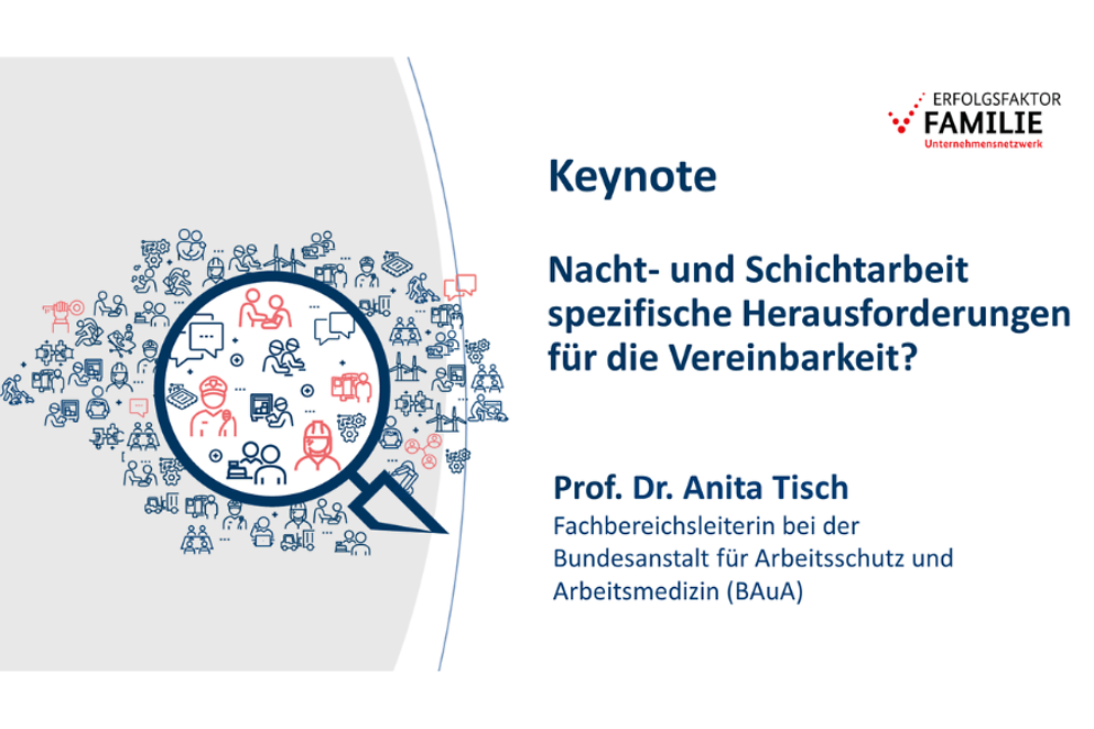 Grafik zum Thema Schichtarbeit und Text "Keynote von Prof. Tisch"